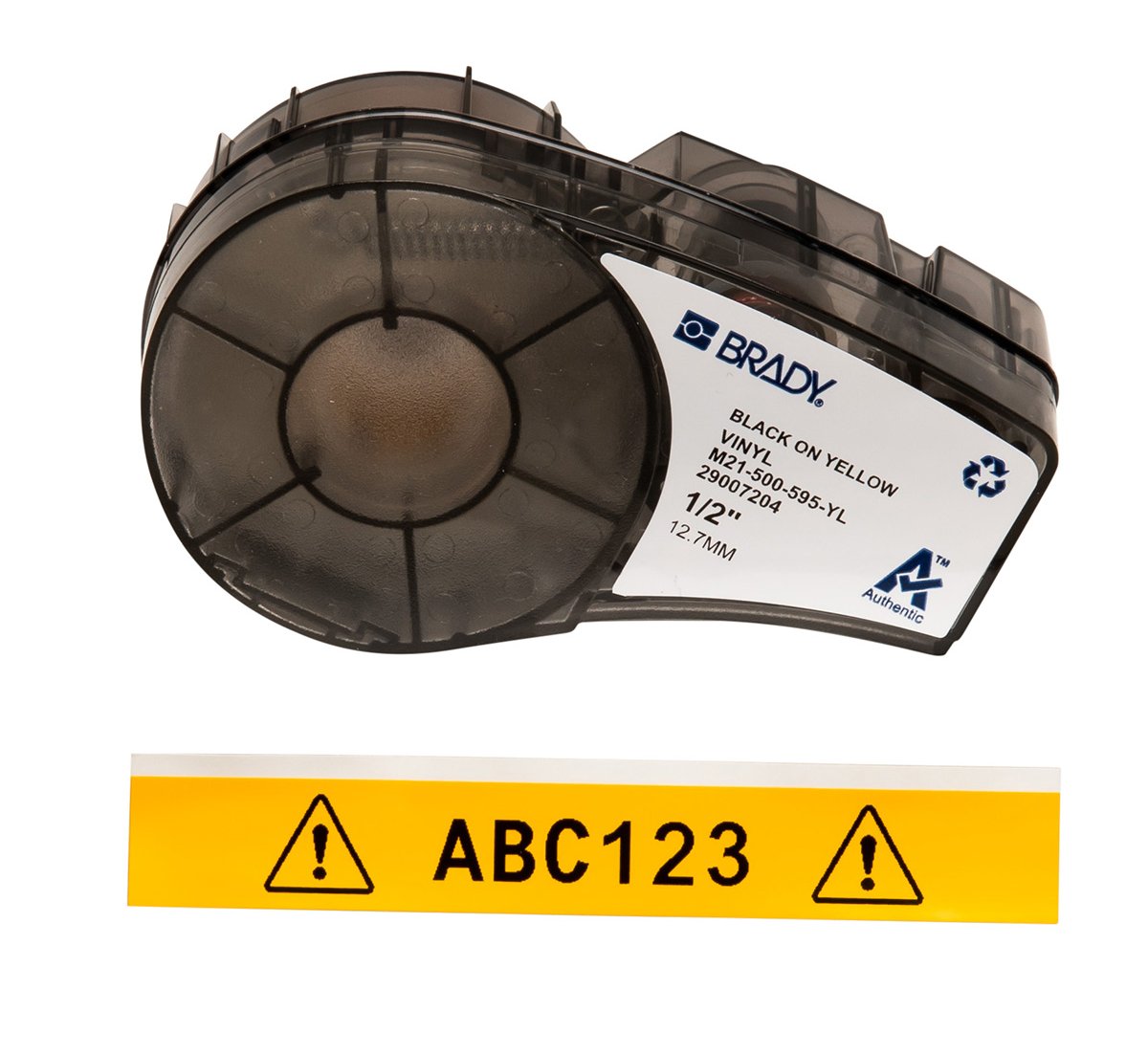 Brady 用於 M211 印表機的耐候型永久粘性乙烯材質標籤帶 - 0.5 英寸，黃底黑字
