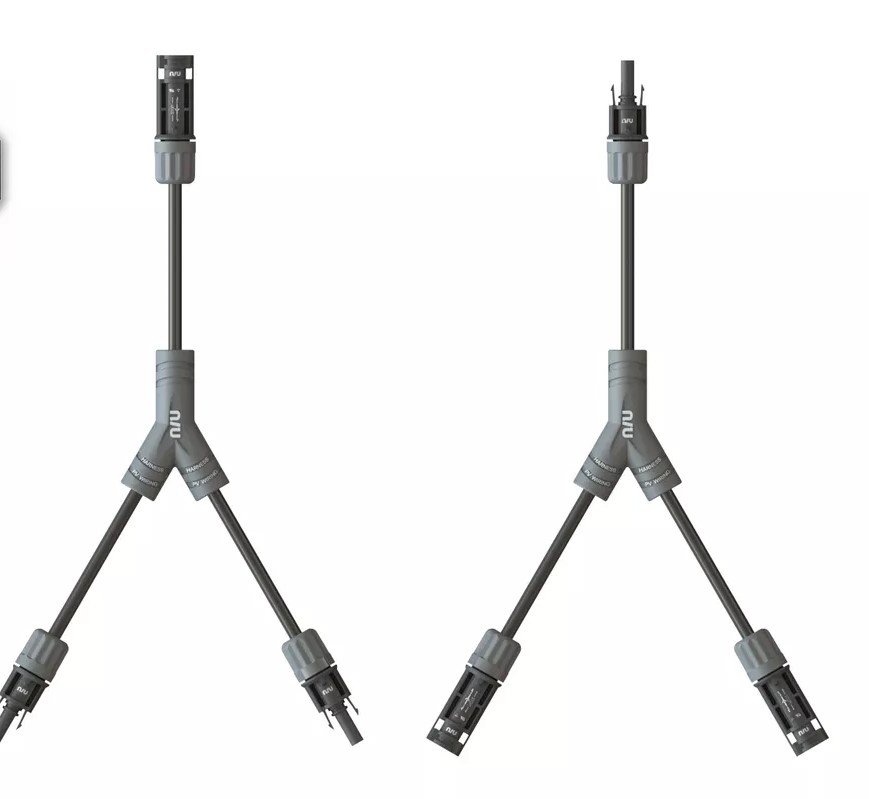 NIUPower小牛電器MC4 太陽能Y型分支線束 插座x2插頭x1( 適用電壓1500V/40A/45cm )